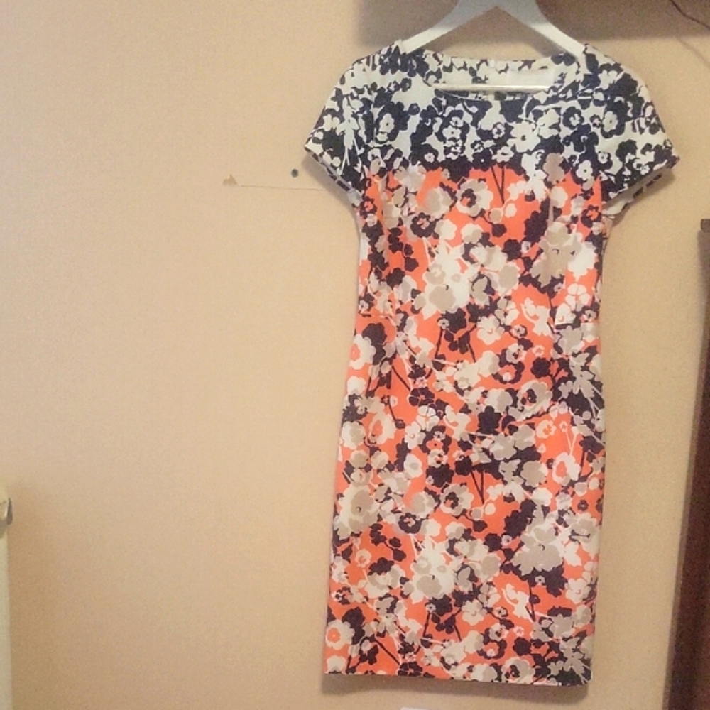 Boss Floral Midi Dress in Orange and Black